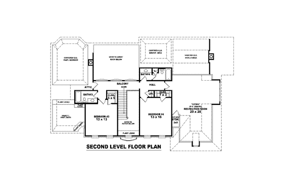 Floor Plan - Upper Floor for Colonial House Plan #81-1594 - 3 bed, 4 bath
