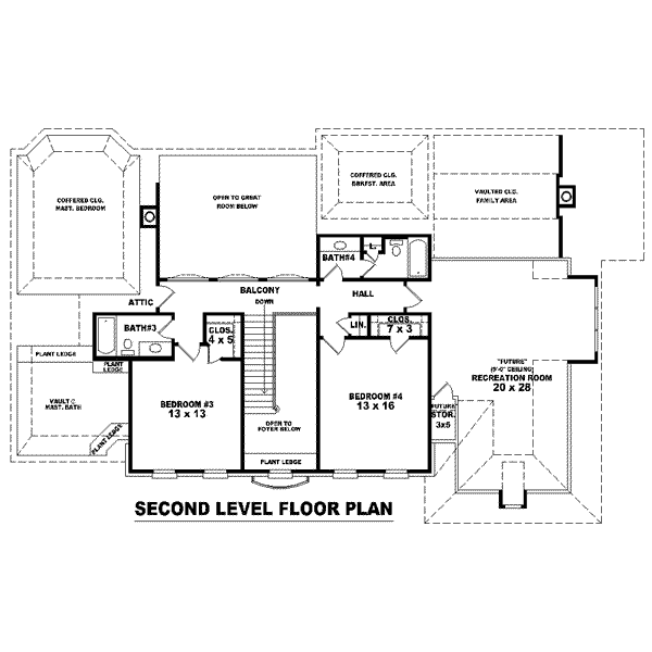 Colonial Floor Plan - Upper Floor Plan #81-1594
