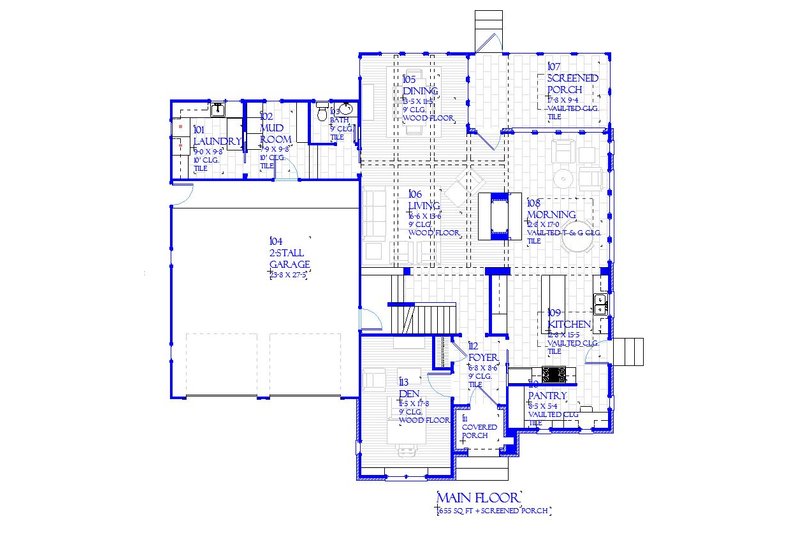 Architectural House Design - Floor Plan - Main Floor for Tudor House Plan #901-141 - 3 bed, 3.5 bath