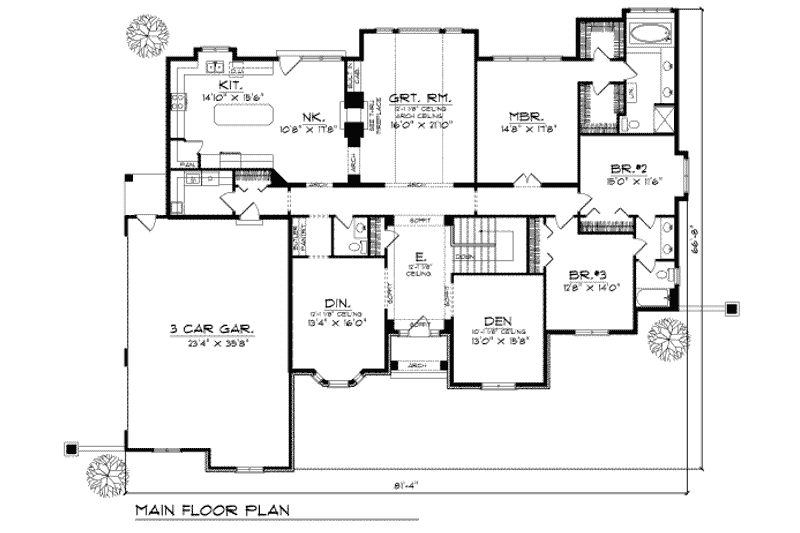 Home Plan - Floor Plan - Main Floor House Plan #70-474 - 3 bed, 2.5 bath