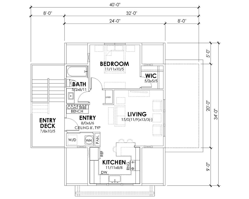 Floor Plan - Upper Floor for Farmhouse House Plan #1105-21 - 1 bed, 1 bath