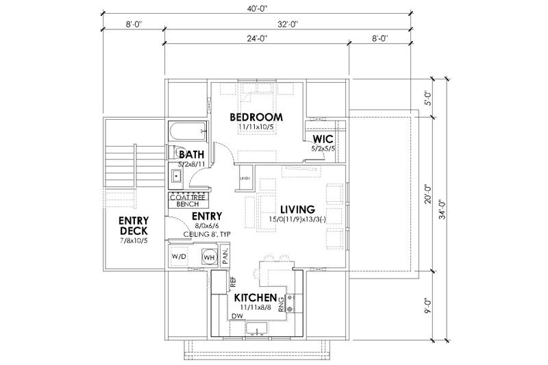 Architectural House Design - Floor Plan - Upper Floor for Farmhouse House Plan #1105-21 - 1 bed, 1 bath