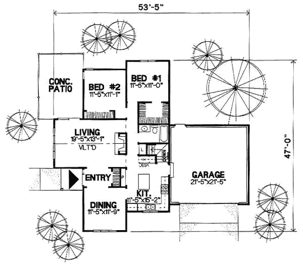 Home Plan - Traditional Floor Plan - Main Floor Plan #50-205