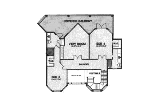 Floor Plan - Upper Floor for European House Plan #115-181 - 4 bed, 5 bath