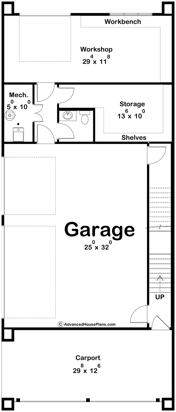 House Blueprint - Floor Plan - Main Floor for Modern House Plan #455-809 - 2 bed, 2.5 bath
