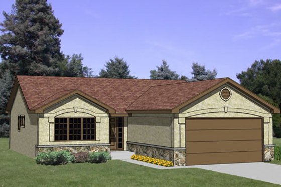Exterior - Front Elevation for Ranch House Plan #116-199 - 2 bed, 2 bath