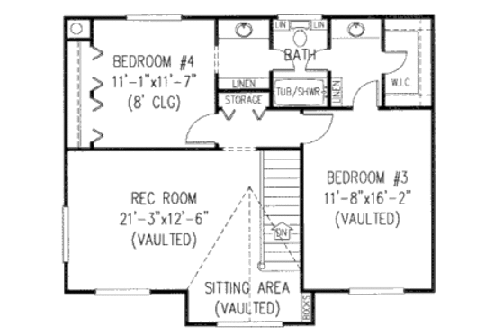 Floor Plan - Upper Floor for Country House Plan #11-206 - 4 bed, 2.5 bath