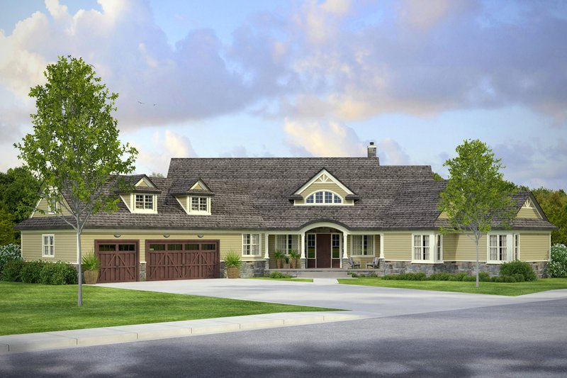 Architectural House Design - Country Exterior - Front Elevation Plan #124-1010