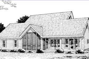 Exterior - Rear Elevation for Country House Plan #20-2036 - 4 bed, 3 bath