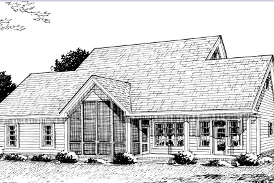 Exterior - Rear Elevation for Country House Plan #20-2036 - 4 bed, 3 bath