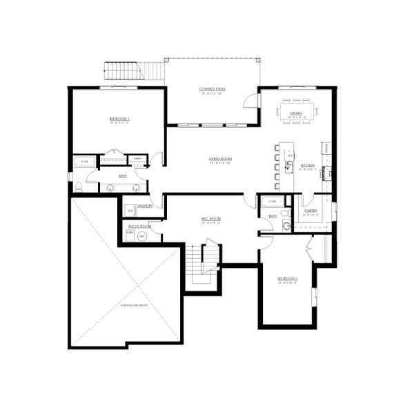 House Blueprint - Prairie Floor Plan - Lower Floor Plan #1114-76
