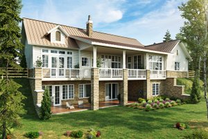 Exterior - Rear Elevation for Country House Plan #942-57 - 3 bed, 2.5 bath