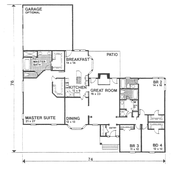 House Design - Ranch Floor Plan - Main Floor Plan #30-181