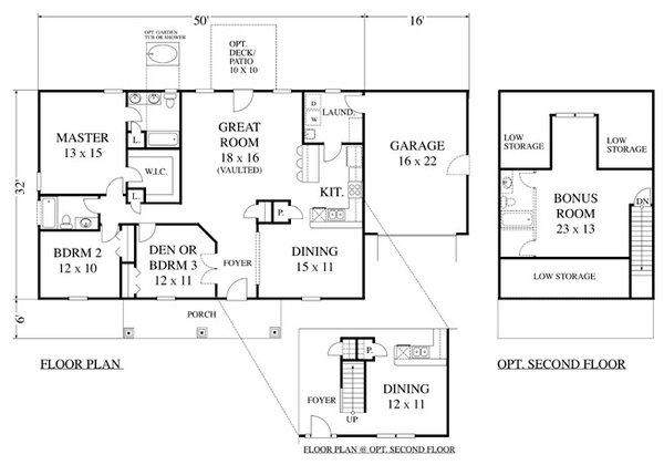 House Design - Floor Plan - Main Floor for Country House Plan #1053-89 - 3 bed, 2 bath