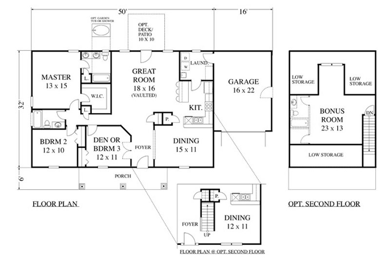 House Design - Floor Plan - Main Floor for Country House Plan #1053-89 - 3 bed, 2 bath