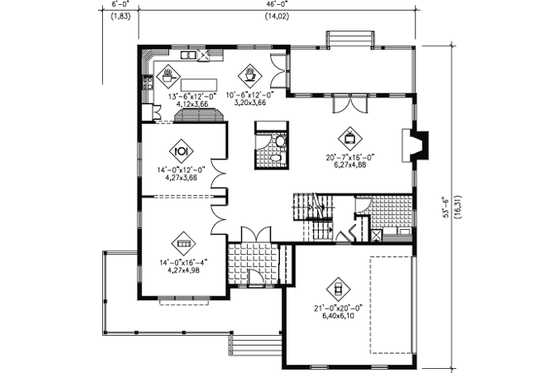 Floor Plan - Main Floor for Traditional House Plan #25-4157 - 4 bed, 2.5 bath