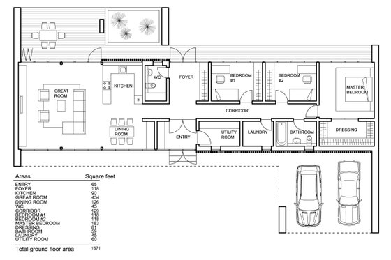Modern house plan, floor plan