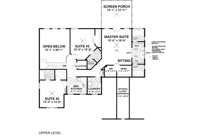 Home Plan - Floor Plan - Upper Floor for Craftsman House Plan #56-563 - 4 bed, 4 bath