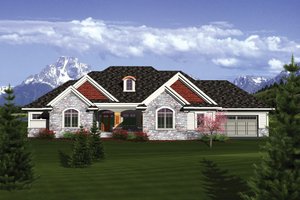 Ranch Exterior - Front Elevation Plan #70-1086