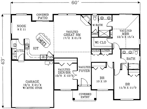 Craftsman Floor Plan - Main Floor Plan #53-355