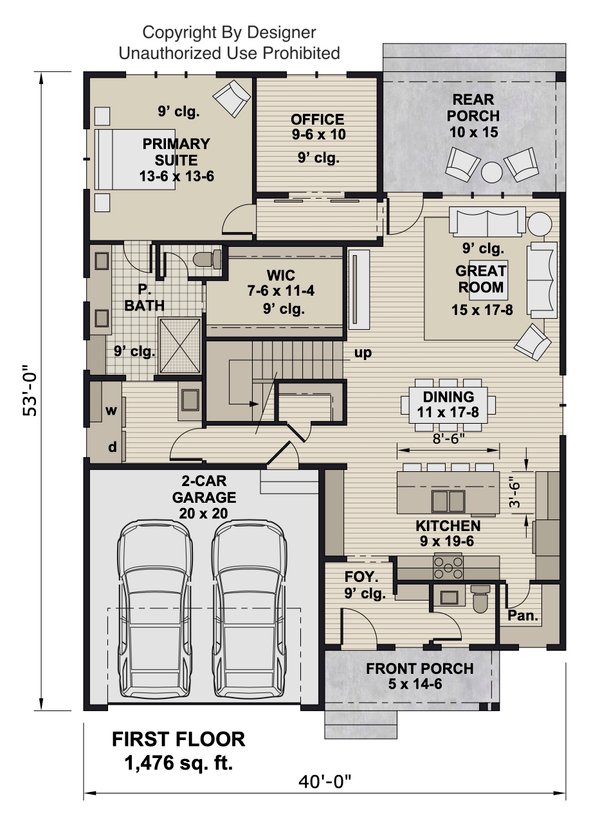 Home Plan - Floor Plan - Main Floor for Farmhouse House Plan #51-1554 - 4 bed, 4.5 bath
