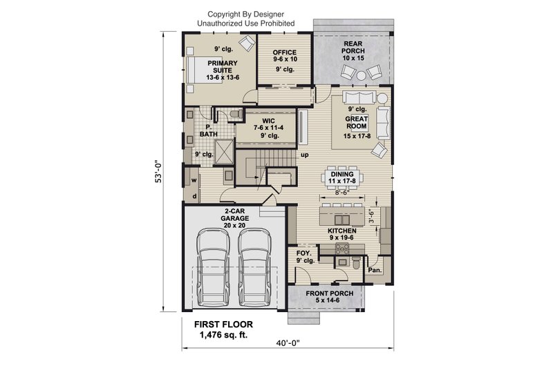 Home Plan - Floor Plan - Main Floor for Farmhouse House Plan #51-1554 - 4 bed, 4.5 bath
