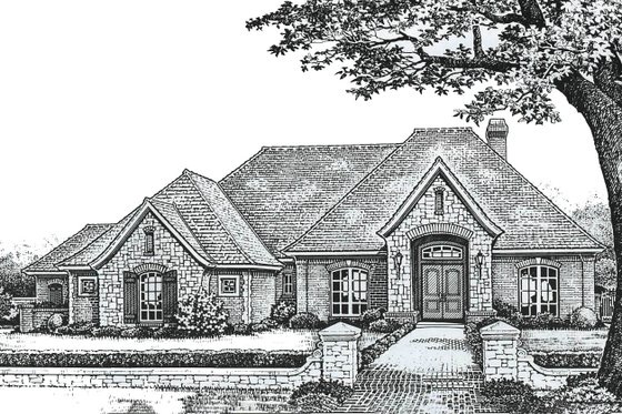 Exterior - Front Elevation for European House Plan #310-844 - 3 bed, 2.5 bath