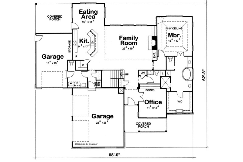 House Design - Floor Plan - Main Floor for Craftsman House Plan #20-1825 - 4 bed, 4.5 bath