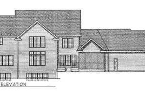 Exterior - Rear Elevation for Traditional House Plan #70-486 - 3 bed, 3.5 bath