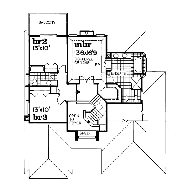 European Floor Plan - Upper Floor Plan #47-183