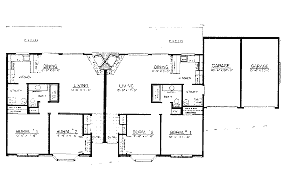Floor Plan - Main Floor for Ranch House Plan #303-164 - 2 bed, 1 bath