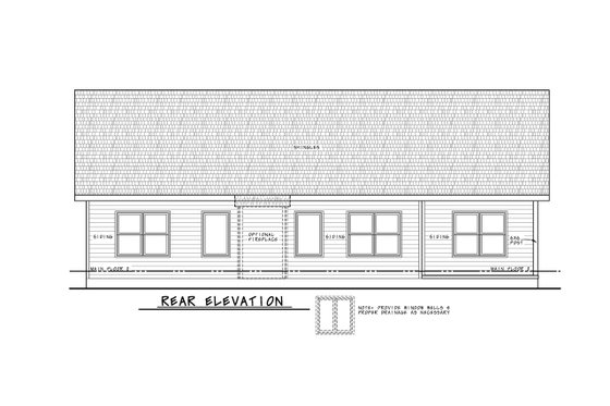 Exterior - Rear Elevation for Ranch House Plan #20-2512 - 3 bed, 3 bath