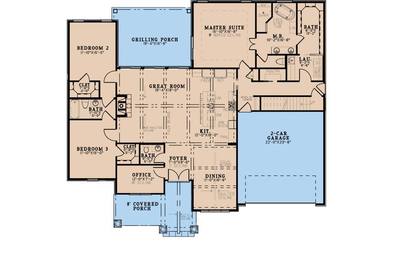 Architectural House Design - Floor Plan - Main Floor for Craftsman House Plan #923-347 - 3 bed, 2.5 bath