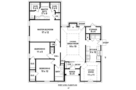 Floor Plan - Main Floor for Ranch House Plan #81-13887 - 3 bed, 2 bath
