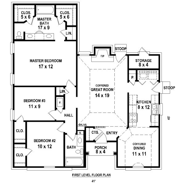 Floor Plan - Main Floor for Ranch House Plan #81-13887 - 3 bed, 2 bath