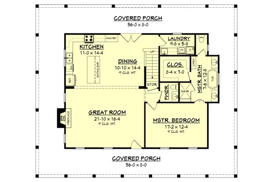 Floor Plan - Main Floor for Country House Plan #430-150 - 3 bed, 2.5 bath
