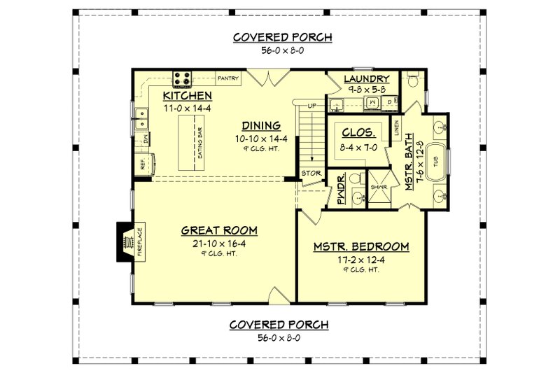 Dream House Plan - Floor Plan - Main Floor for Country House Plan #430-150 - 3 bed, 2.5 bath