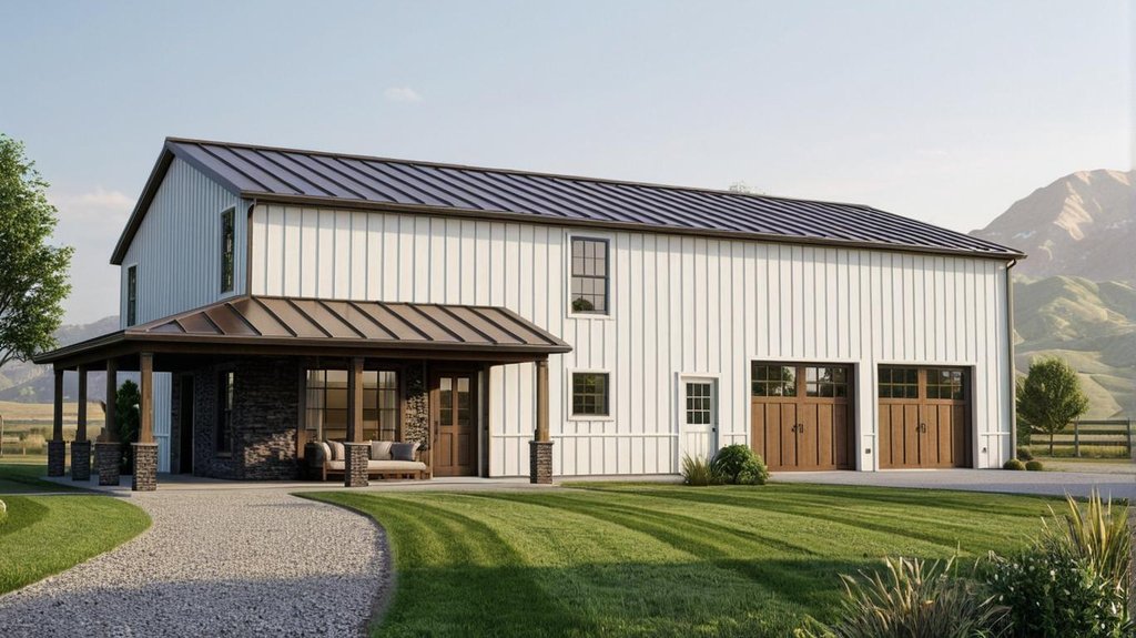 Exterior - Front Elevation 2 for Barndominium House Plan #1064-18 - 4 bed, 2.5 bath