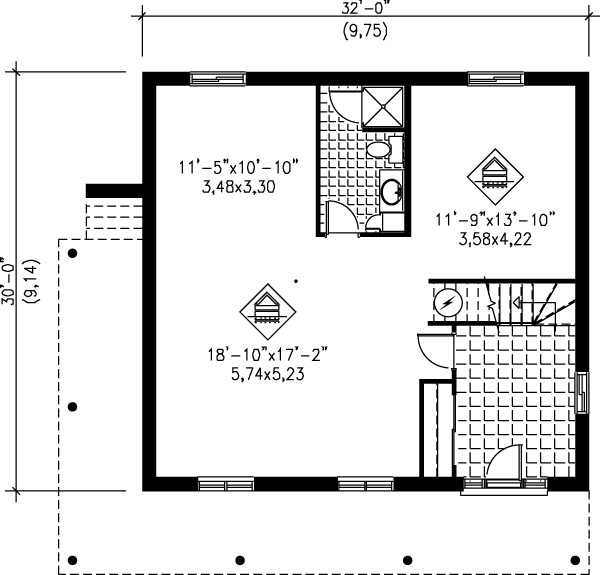 Ranch Floor Plan - Lower Floor Plan #25-1070