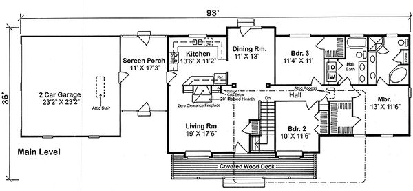 Ranch Floor Plan - Main Floor Plan #312-344