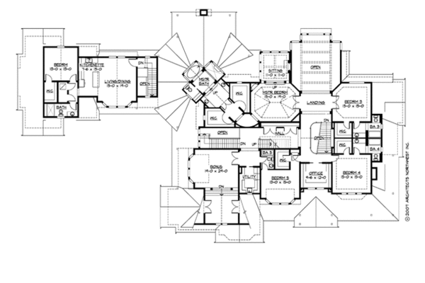 Craftsman Floor Plan - Upper Floor Plan #132-218