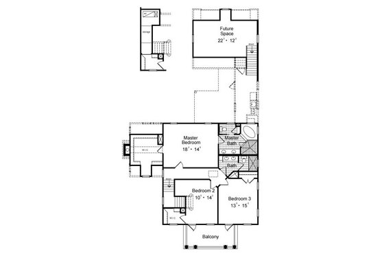 Floor Plan - Upper Floor for Colonial House Plan #417-295 - 3 bed, 2.5 bath