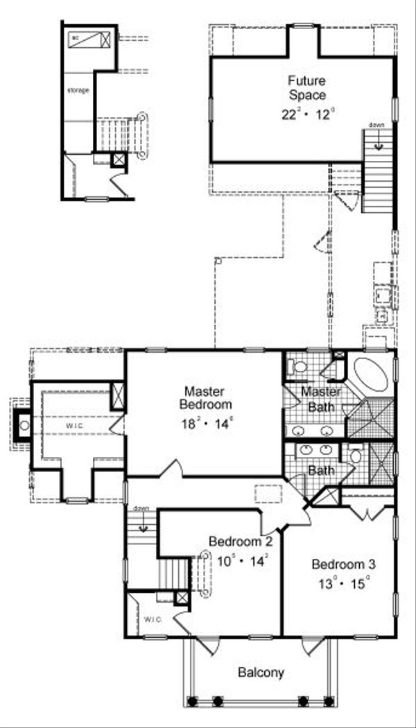 Colonial Floor Plan - Upper Floor Plan #417-295