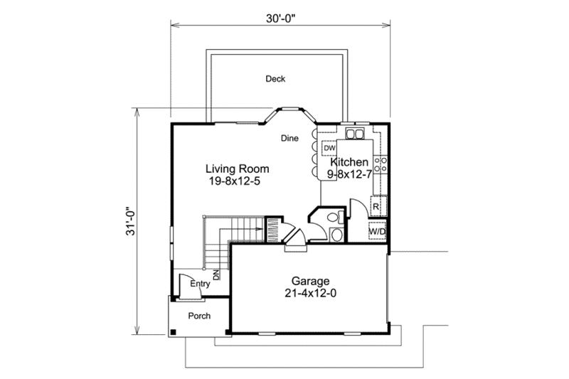Dream House Plan - Floor Plan - Main Floor for Cottage House Plan #57-399 - 2 bed, 1.5 bath