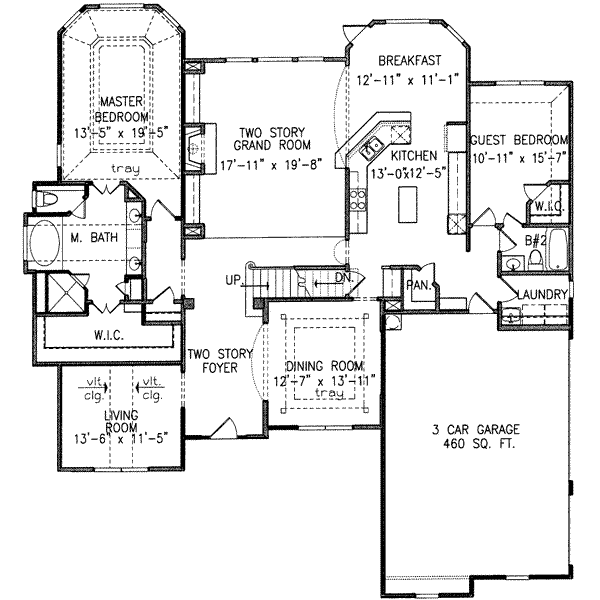 Architectural House Design - Southern Floor Plan - Main Floor Plan #54-172