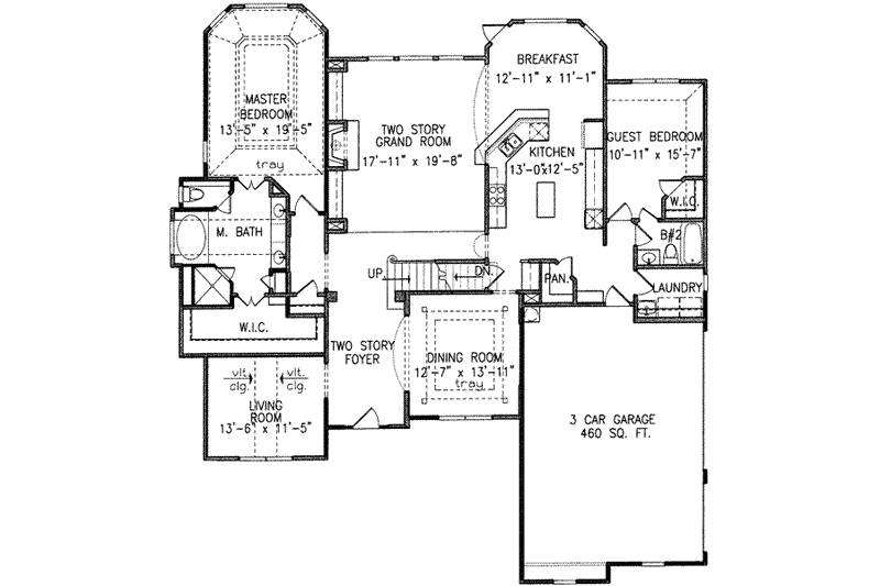 Architectural House Design - Floor Plan - Main Floor for Southern House Plan #54-172 - 5 bed, 4 bath