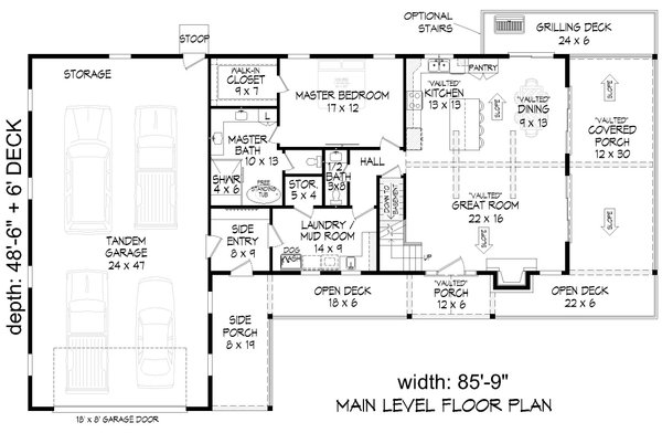 Home Plan - Floor Plan - Main Floor for Country House Plan #932-1452 - 3 bed, 3.5 bath