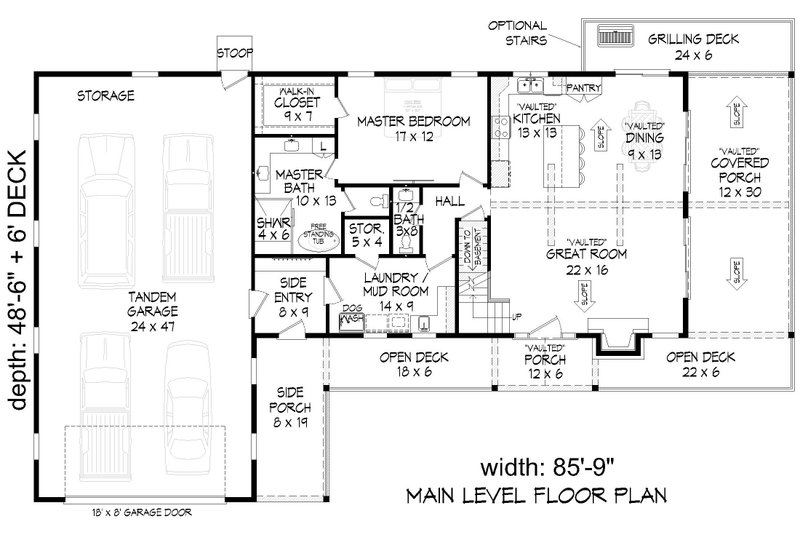 Home Plan - Floor Plan - Main Floor for Country House Plan #932-1452 - 3 bed, 3.5 bath