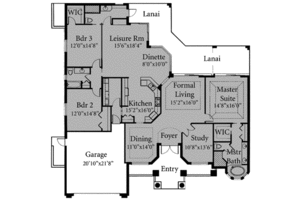 Floor Plan - Main Floor for Mediterranean House Plan #115-101 - 3 bed, 3 bath