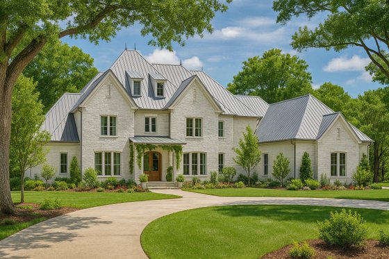 Exterior - Front Elevation 3 for European House Plan #17-3329 - 4 bed, 4.5 bath
